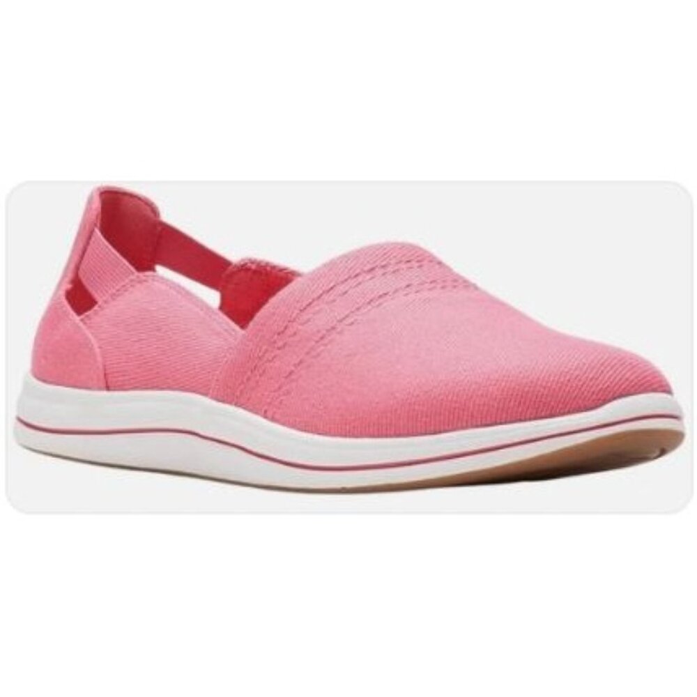 NWB Clarks Breeze Step Slip On Canvas Sneakers Coral Pink Size US 6 [jb]